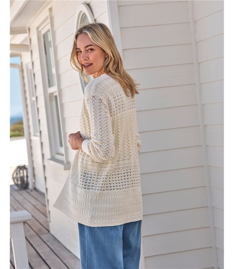 Pointelle Edge To Edge Cardigan