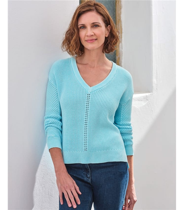 V Neck Cotton Jumper