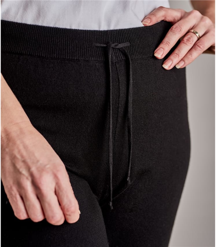Black Womens Cashmere Cotton Relaxed Joggers WoolOvers UK