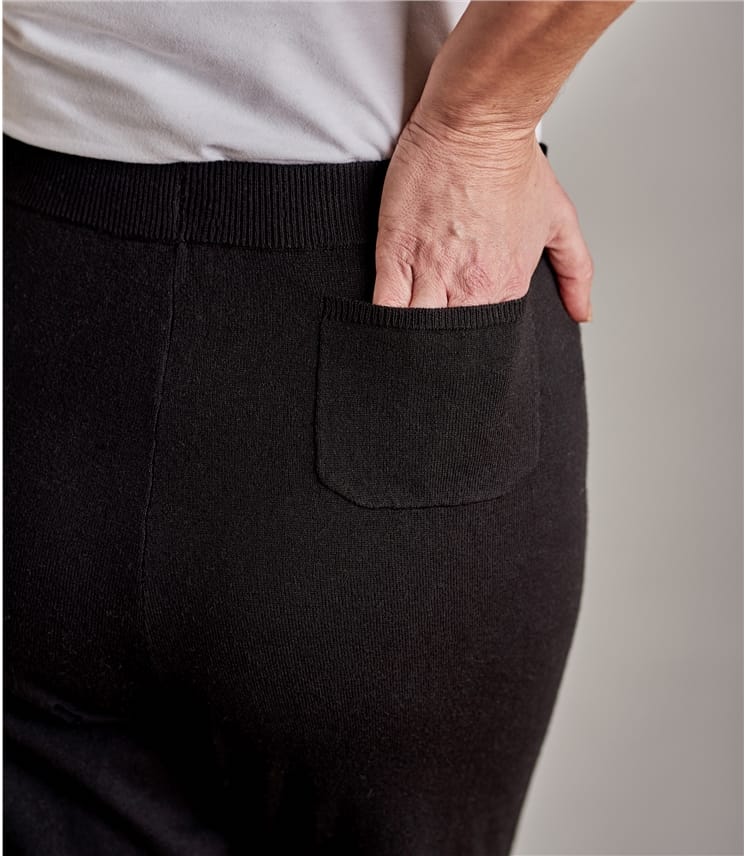 Black Womens Cashmere Cotton Relaxed Joggers WoolOvers UK