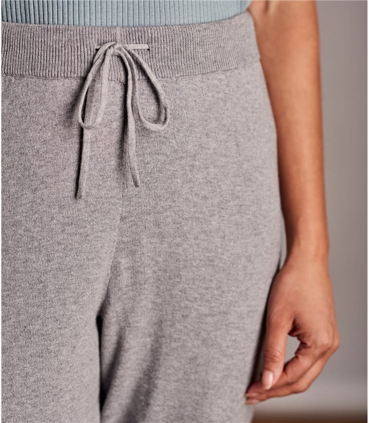 Grey Marl | Womens Cashmere Cotton Relaxed Joggers | WoolOvers UK