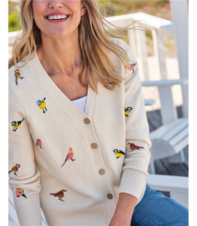 Embroidered Bird Cardigan