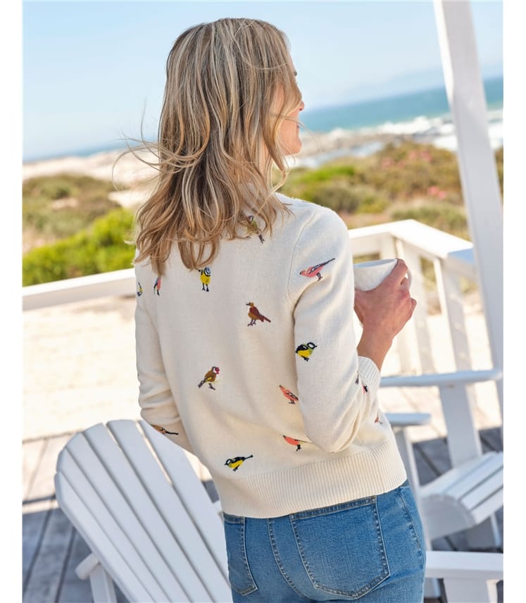 Embroidered Bird Cardigan