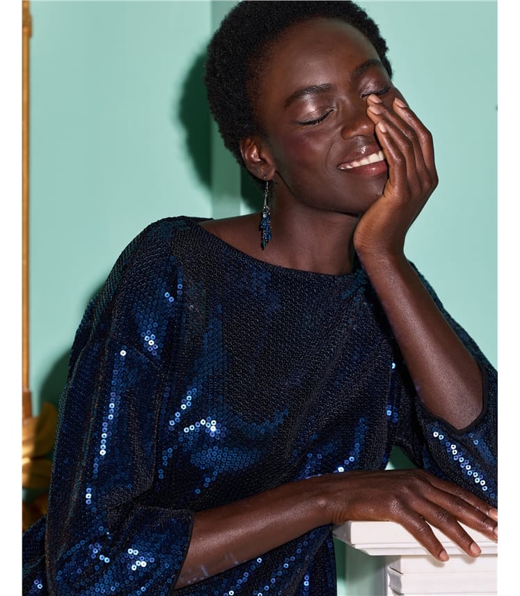 Sequin Boat Neck Top