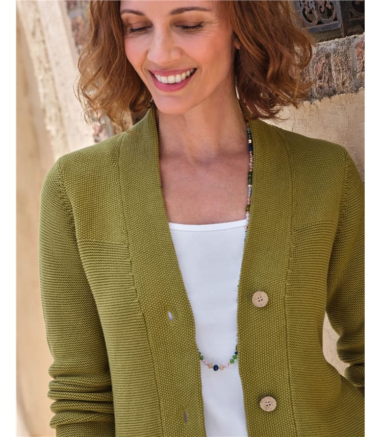 V Neck Moss Stitch Cardi