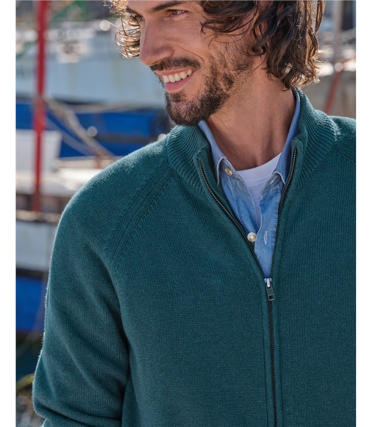 Cardigan zippé essentiel en coton - Homme