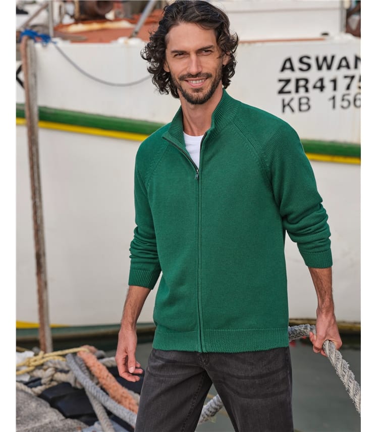 Cardigan zippé essentiel en coton - Homme