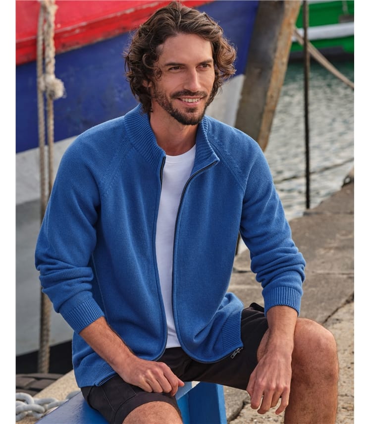 Cardigan zippé essentiel en coton - Homme