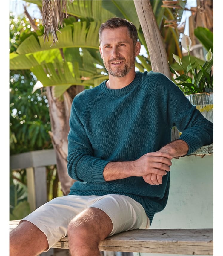 Moss Stitch Essential Crew Neck Jumper