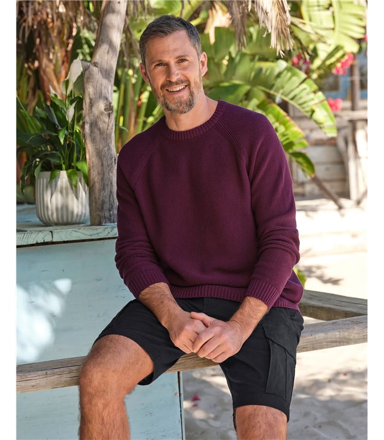 Moss Stitch Essential Crew Neck Jumper