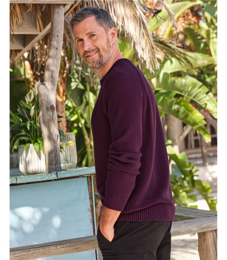 Moss Stitch Essential Crew Neck Jumper