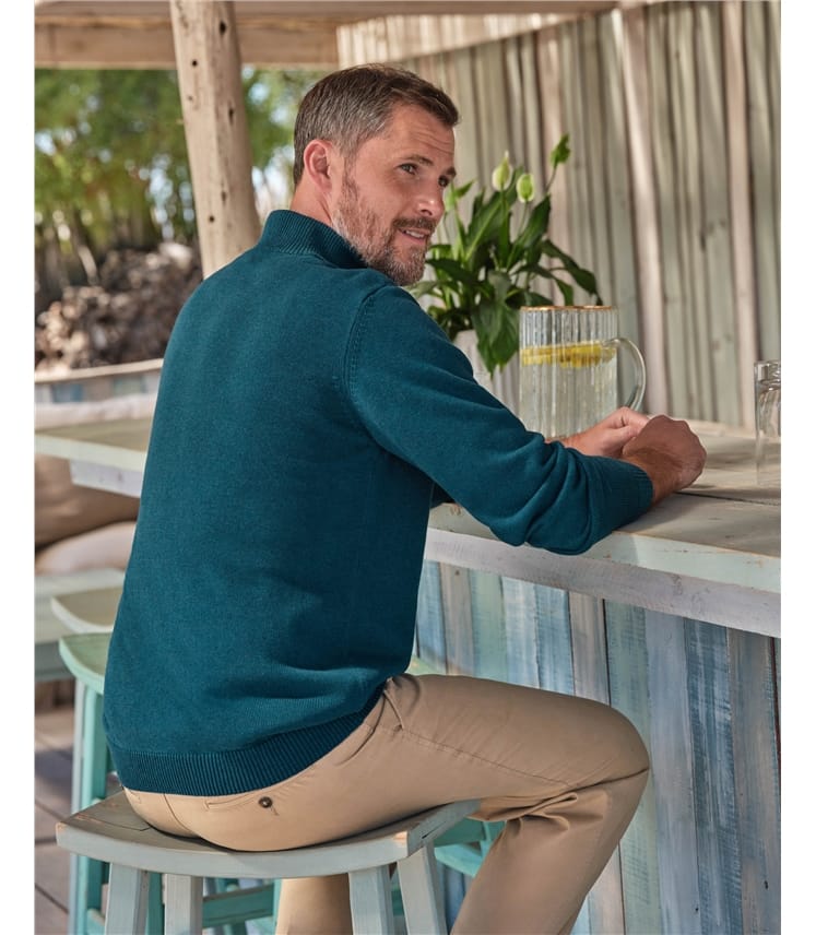 Pull essentiel en coton à col zippé - Homme