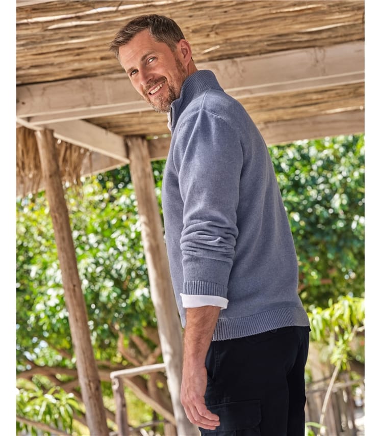 Pull essentiel en coton à col zippé - Homme