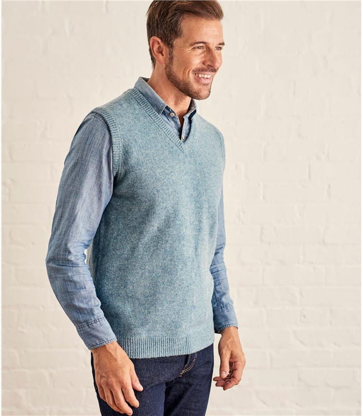 Kingfisher | Mens Lambswool Knitted Slipover | WoolOvers UK