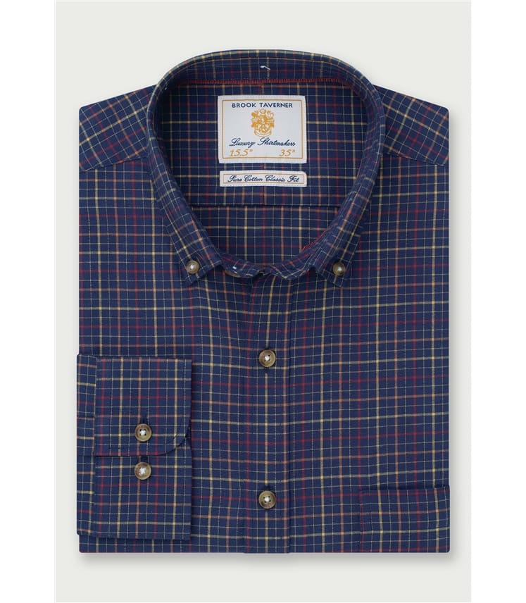 Navy Cotton Blend | Tattersall Classic Shirt