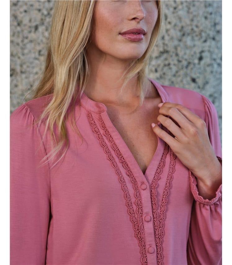 Jersey Lace Trim Blouse