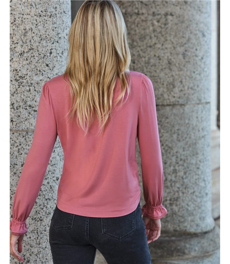 Jersey Lace Trim Blouse