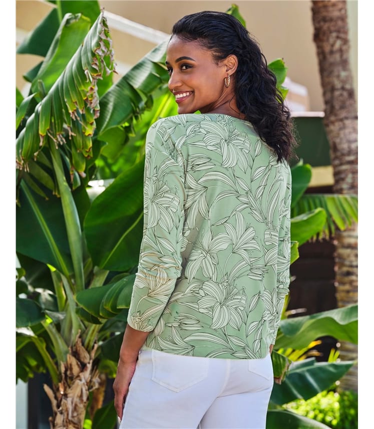 Printed Boat Neck Top