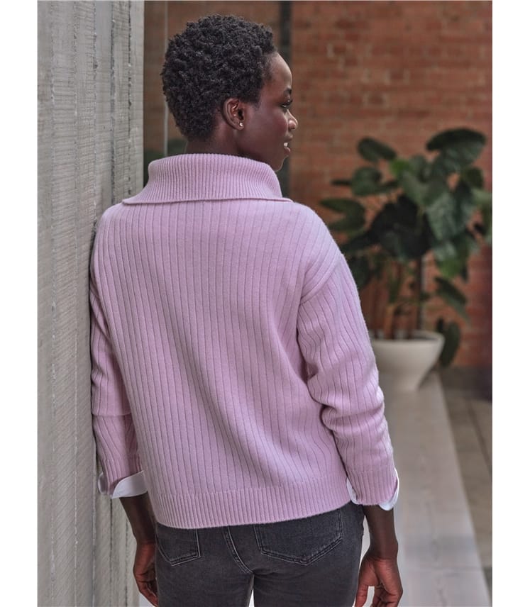 Wool Cash Half Zip Sweater