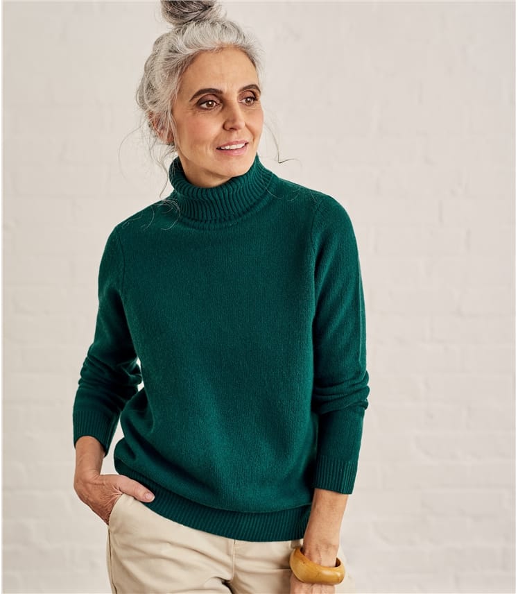 Hunter Green Womens Lambswool Polo Sweater WoolOvers US