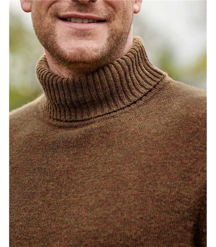 Mens Lambswool Polo Neck Jumper