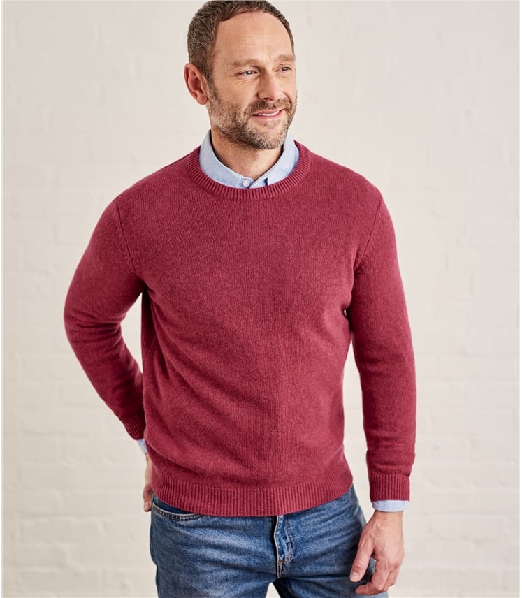Carmine | Mens Lambswool Crew Neck Sweater | WoolOvers US