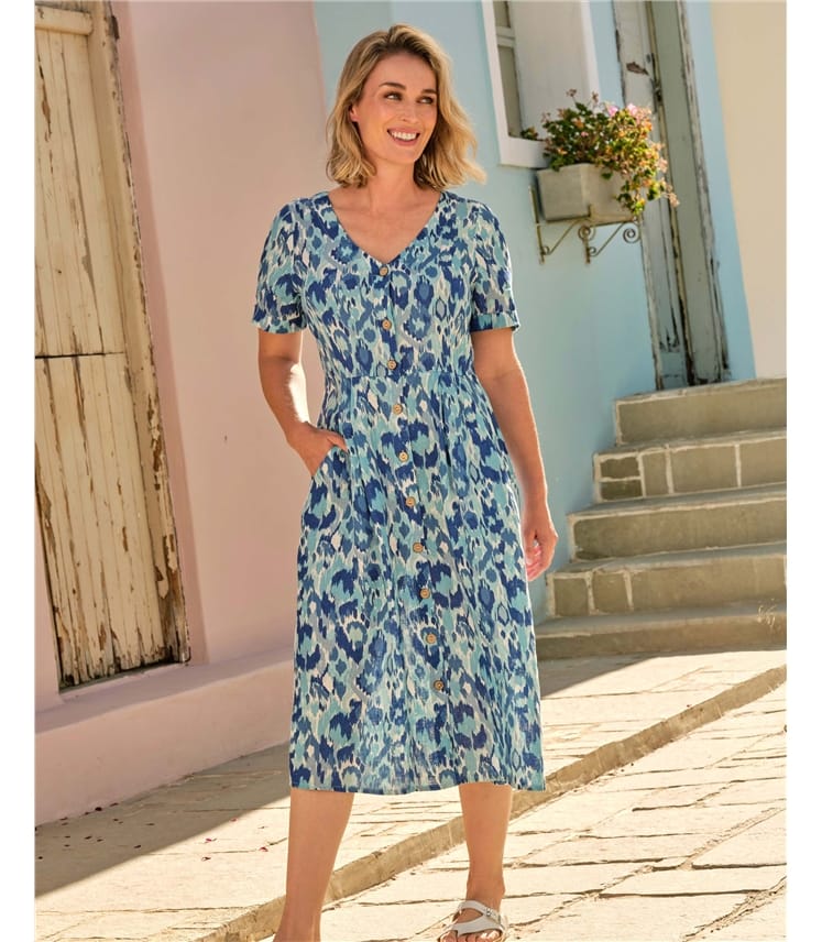 Leinenkleid mit Knopfleiste