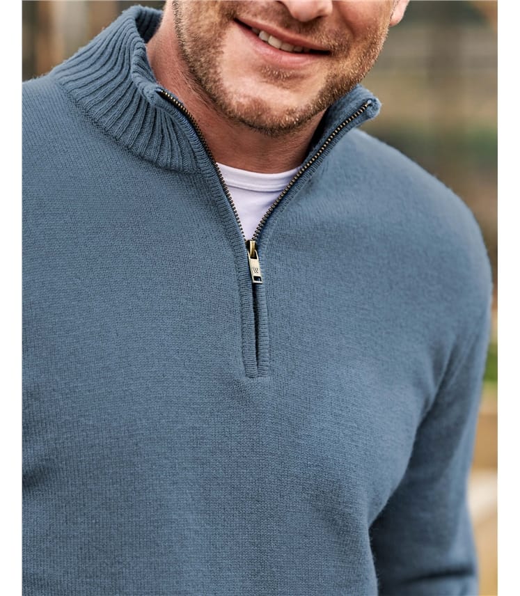 Pull à encolure zippée - Homme -Laine d’agneau certifiée 100% RWS