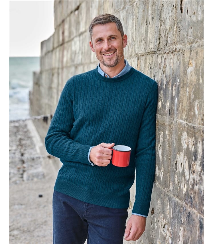 Pull torsadé à col rond - Homme - Cachemire & Mérinos