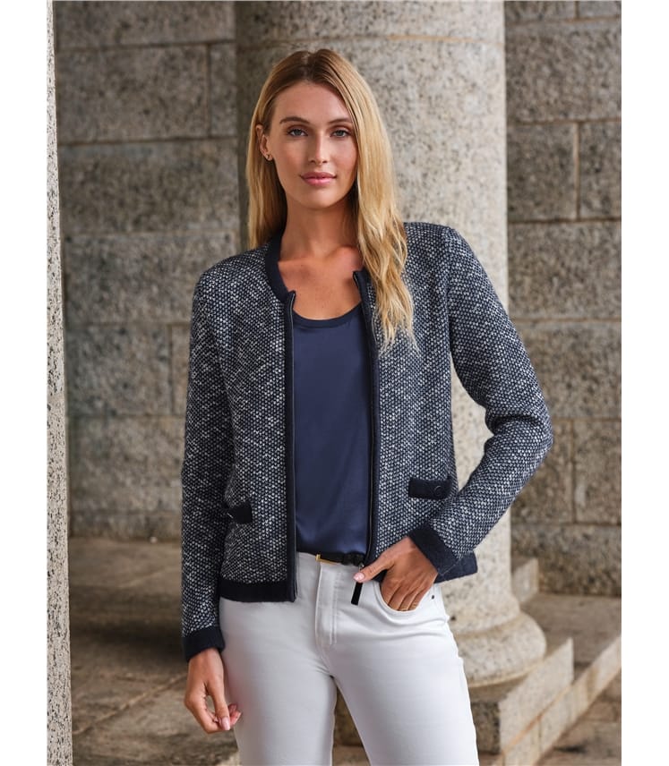 Cotton Wool Tweedy Zip Jacket