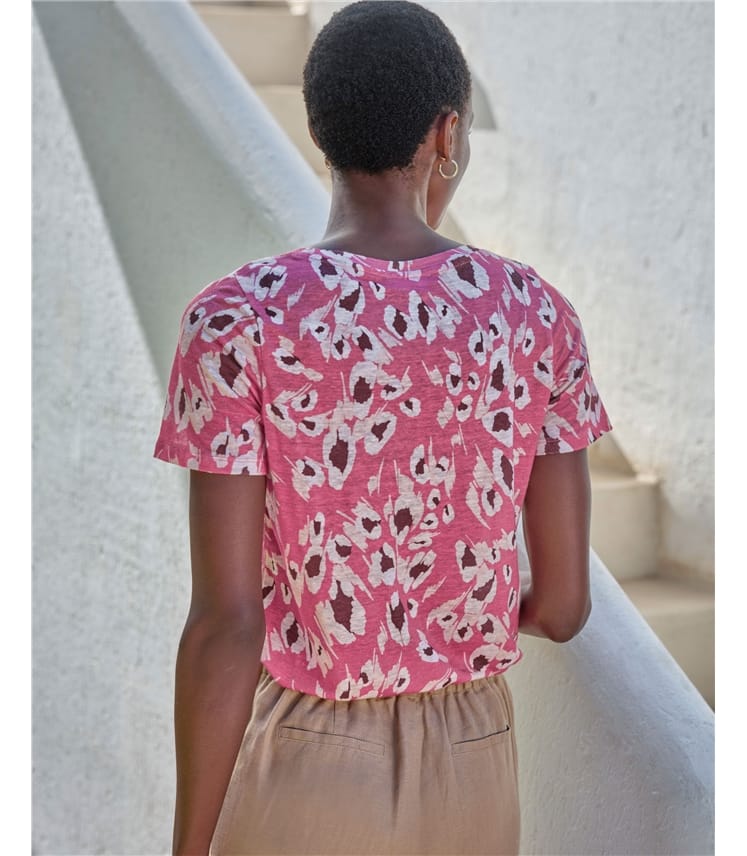 Linen Round Neck Short Sleeve T-Shirt