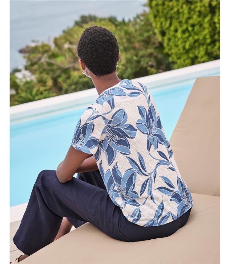 Linen Round Neck Short Sleeve T-Shirt
