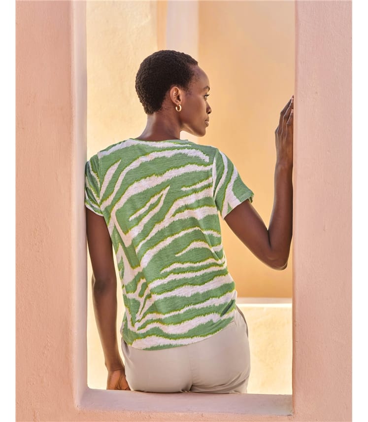 Linen V Neck Short Sleeve T-Shirt