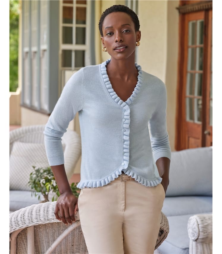 Cashmere Ruffle Cardigan