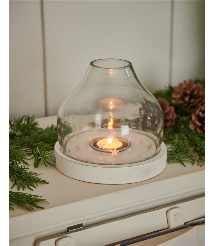 Hurricane Frosted Star Candle Holder