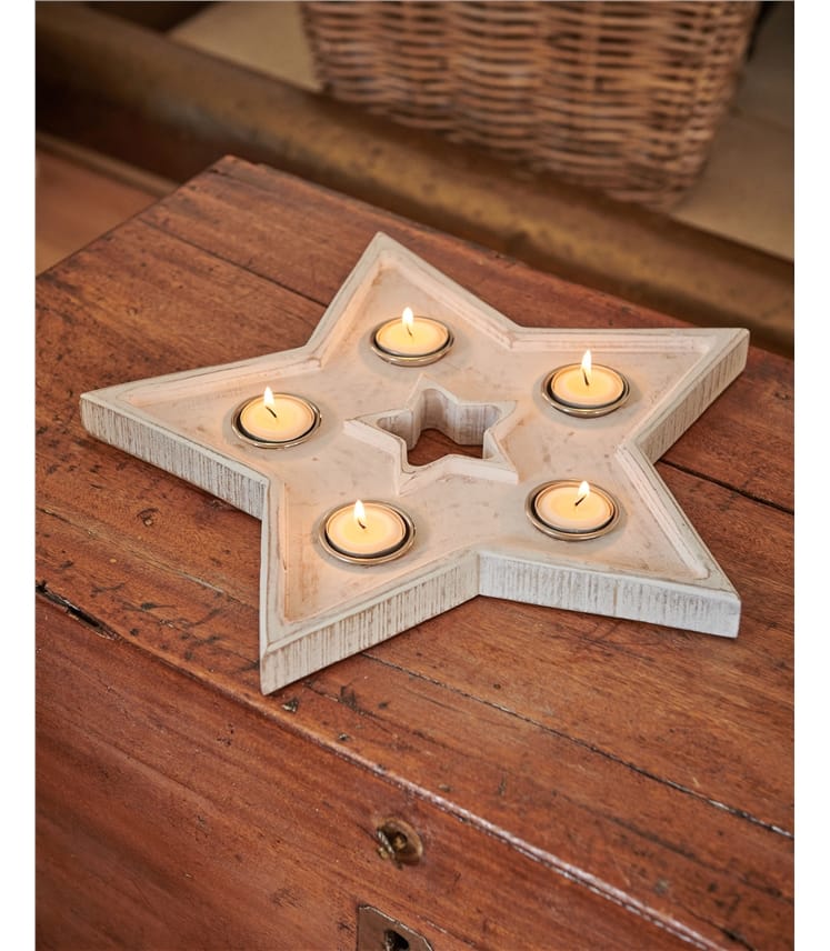 Wooden Stars Tealight Holder