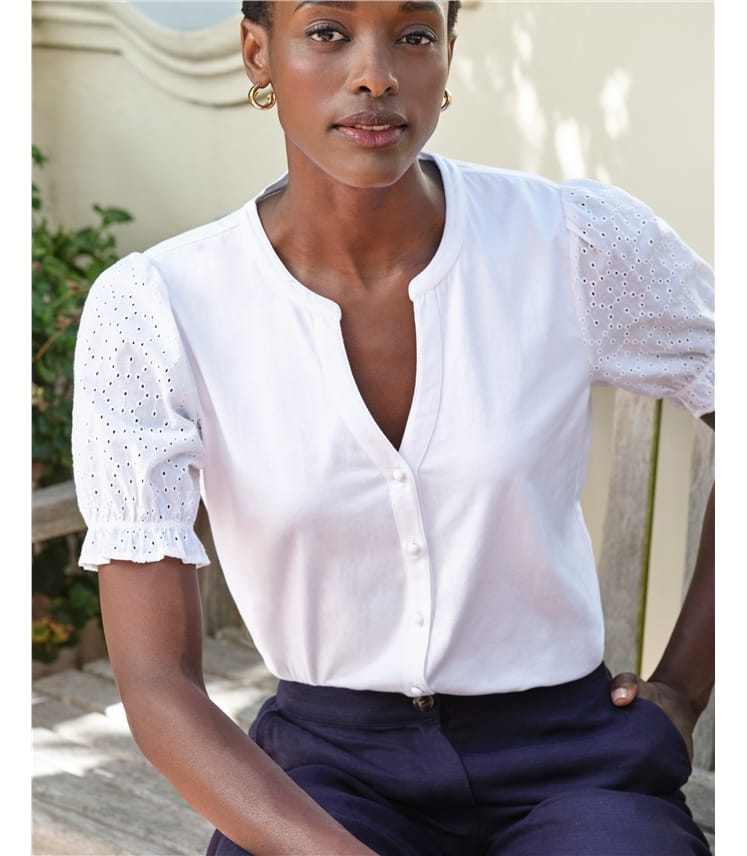 1/2 Sleeve Broderie Blouse