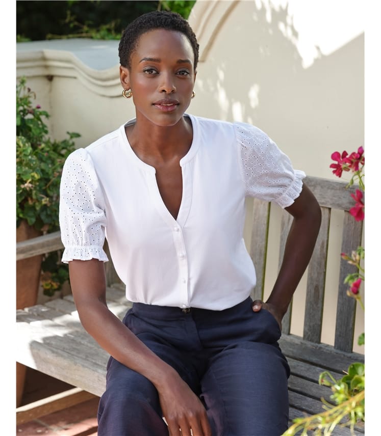 1/2 Sleeve Broderie Blouse