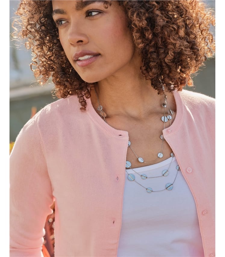 Cardigan court à manches 3/4 - Femme - Soie & Coton