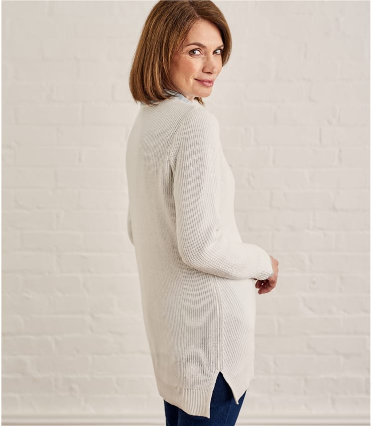 Cream | Womens Cotton Pointelle Detail Jumper | WoolOvers UK