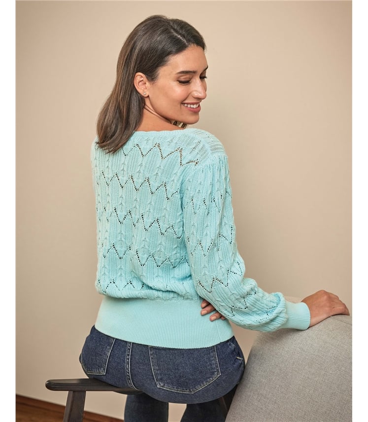 Cotton Lacy Knit Sweater