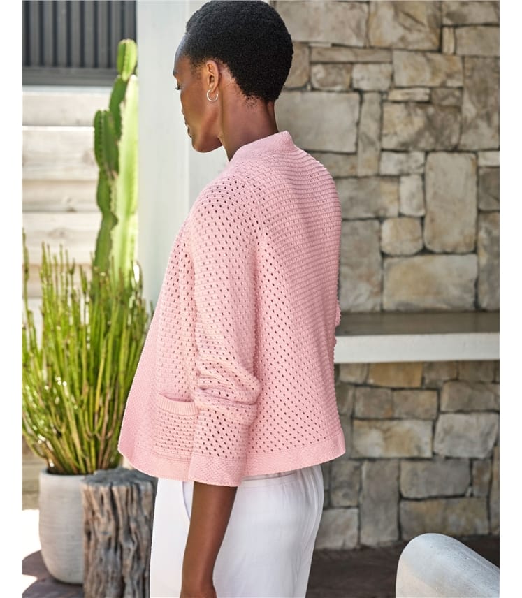 Cotton Mesh Open Cardigan