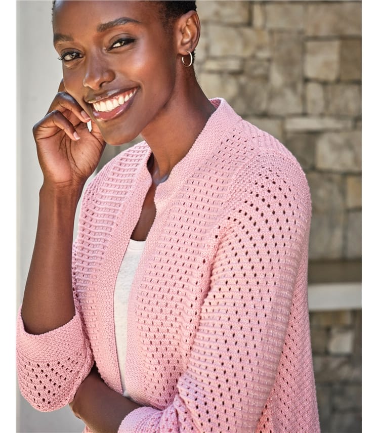 Cotton Mesh Open Cardigan