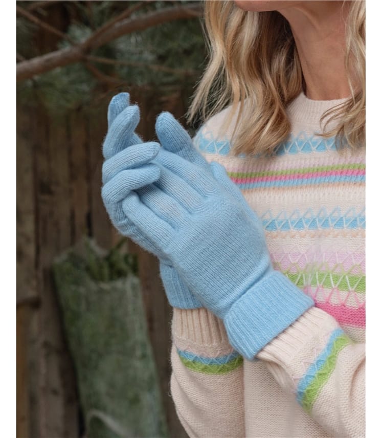 Handschuhe mit Rippbündchen aus reinem Kaschmir für Damen