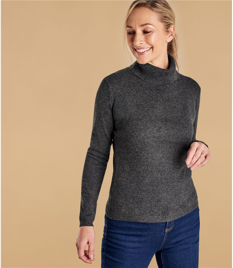 Women S Polo Neck Jumpers Natural Knitwear Woolovers Uk