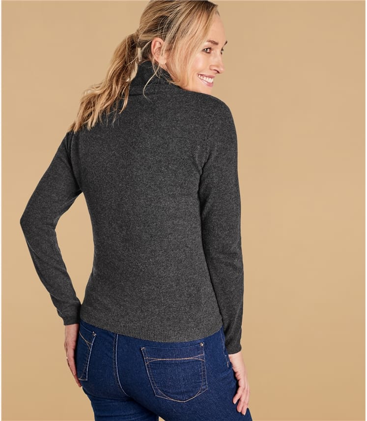 dark grey roll neck jumper