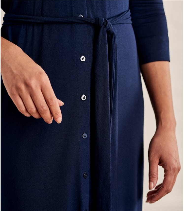 Navy Ladies Jersey Shirt Dress WoolOvers UK