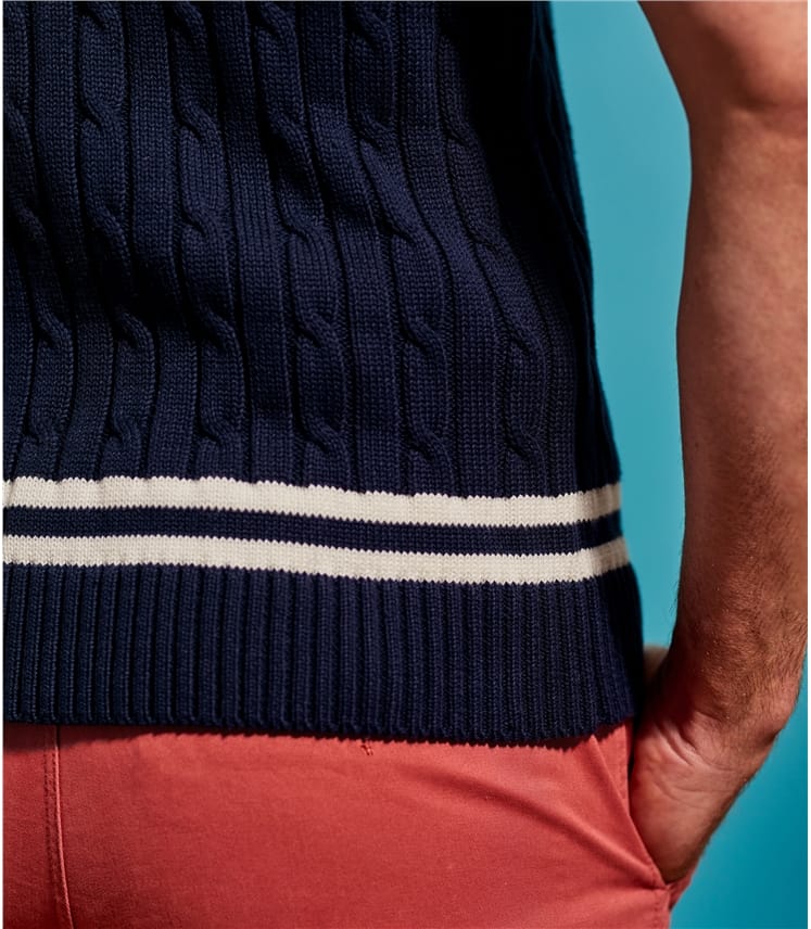 Navy/Cream Mens Sleeveless Cricket Jumper WoolOvers UK