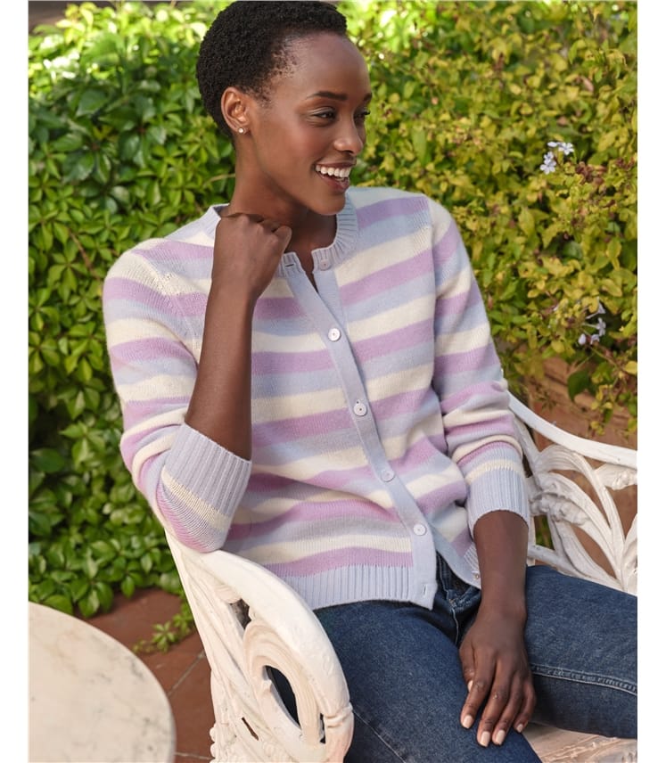 Wool Cashmere Striped Cardigan