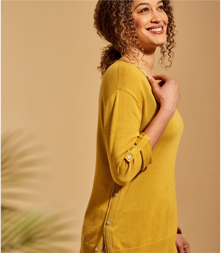 Womens Button Side V Neck Sweater WoolOvers US